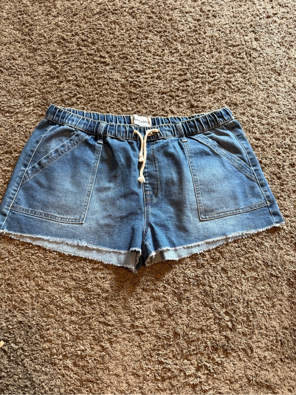 No Boundaries Light Blue Denim Drawstring Shorts